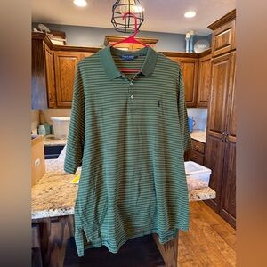 Polo Golf by Ralph Lauren Olive Striped Polo - Size XL